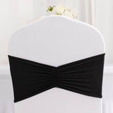 5 Pack Black Wide Ruffled Fitted Spandex Chair Sash Band