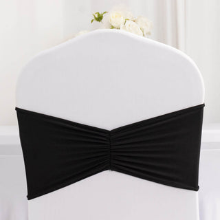 <h3 style="margin-left:0px;"><strong>Beautiful Black Ruffle Pleated Spandex Chair Sash Bands</strong>