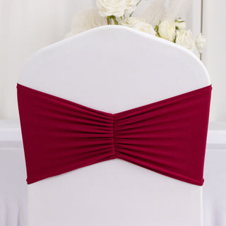 <span style="background-color:transparent;color:#000000;">Beautiful Burgundy Ruffled Spandex Chair Sash Bands</span>