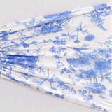 5 Pack White Blue Wide Ruffled Spandex Chair Sash Band in French Toile Floral Pattern#whtbkgd