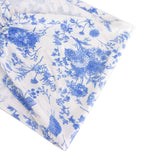 5 Pack White Blue Wide Ruffled Spandex Chair Sash Band in French Toile Floral Pattern