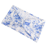 5 Pack White Blue Wide Ruffled Spandex Chair Sash Band in French Toile Floral Pattern#whtbkgd