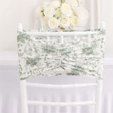 5 Pack Dusty Sage Green Floral Print Wide Ruffled Fitted Spandex Chair Sash Band