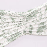 5 Pack Dusty Sage Green Floral Print Wide Ruffled Fitted Spandex Chair Sash Band