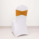 5 Pack Gold Wide Ruffled Fitted Spandex Chair Sash Band