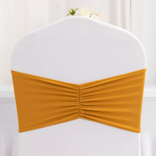 <h3 style="margin-left:0px;"><strong>Beautiful Gold Ruffle Pleated Spandex Chair Sash Bands</strong>