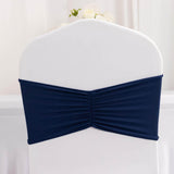 5 Pack Navy Blue Wide Ruffled Fitted Spandex Chair Sash Band