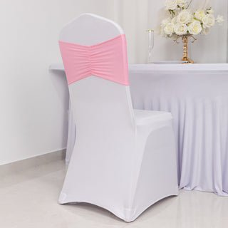 <span style="background-color:transparent;color:#000000;">Versatile Pink Ruffled Fitted Chair Sash Bands</span>