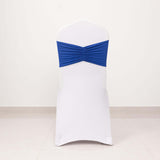 5 Pack Royal Blue Wide Ruffled Fitted Spandex Chair Sash Band