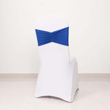 5 Pack Royal Blue Wide Ruffled Fitted Spandex Chair Sash Band