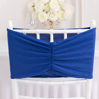 <h3 style="margin-left:0px;"><strong>Versatile Wide Royal Blue Ruffled Fitted Chair Sashes</strong>