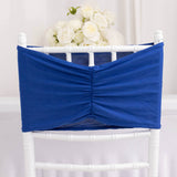 5 Pack Royal Blue Wide Ruffled Fitted Spandex Chair Sash Band