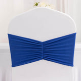 5 Pack Royal Blue Wide Ruffled Fitted Spandex Chair Sash Band