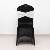 5 Pack White Wide Ruffled Fitted Spandex Chair Sash Band 