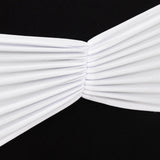 5 Pack White Wide Ruffled Fitted Spandex Chair Sash Band 