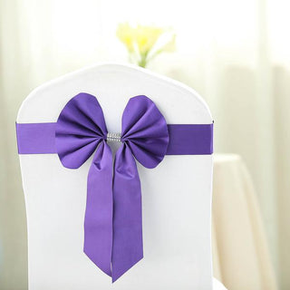 Add a Touch of Elegance with Purple Reversible Chair Sashes