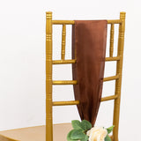 5 Pack Cinnamon Brown Satin Chair Sashes, Chair Bows - 6x106inch