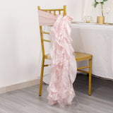 5 Pack Blush Rose Gold Curly Willow Chiffon Satin Chair Sashes