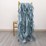 5 Pack Dusty Blue Curly Willow Chiffon Satin Chair Sashes
