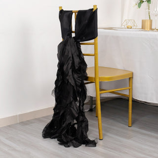 Create Unforgettable Memories with Black Curly Willow Chiffon Satin Chair Sashes