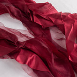 5 Pack Burgundy Curly Willow Chiffon Satin Chair Sashes#whtbkgd