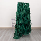 5 Pack Hunter Emerald Green Curly Willow Chiffon Satin Chair Sashes