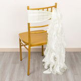 5 Pack Ivory Curly Willow Chiffon Satin Chair Sashes