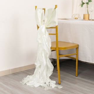 Enhance Your Event with Ivory Curly Willow Chiffon Satin Chair Sashes