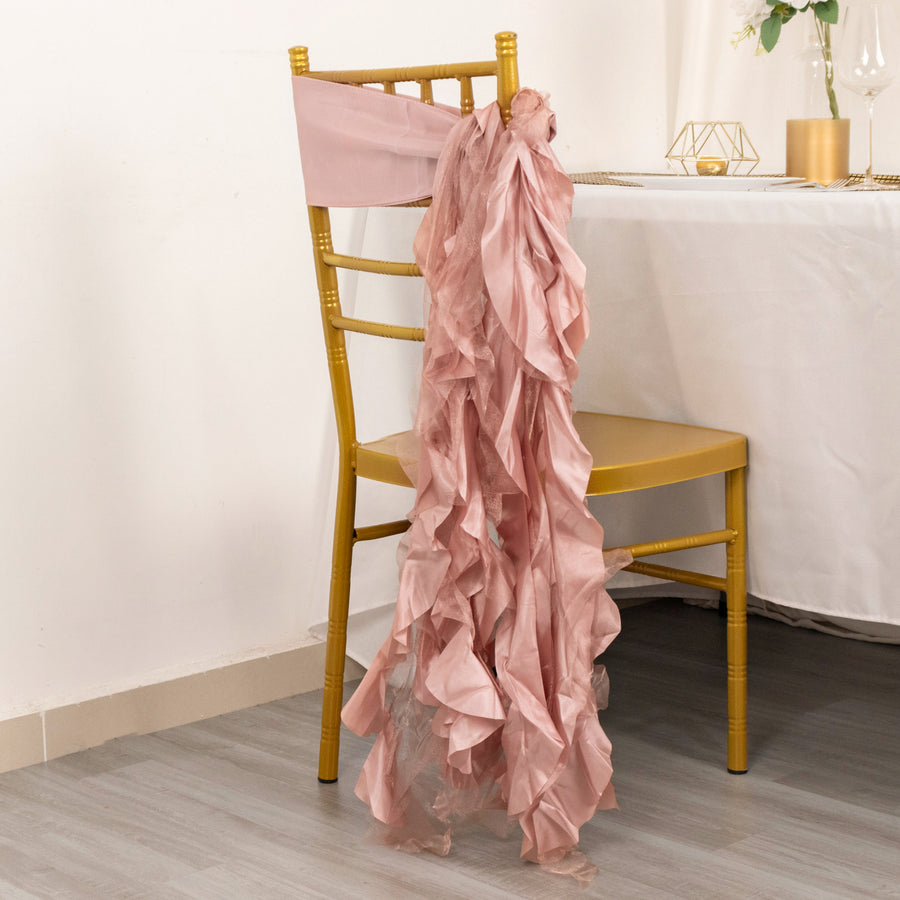 5 Pack Mauve Curly Willow Chiffon Satin Chair Sashes