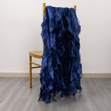 5 Pack Navy Blue Curly Willow Chiffon Satin Chair Sashes