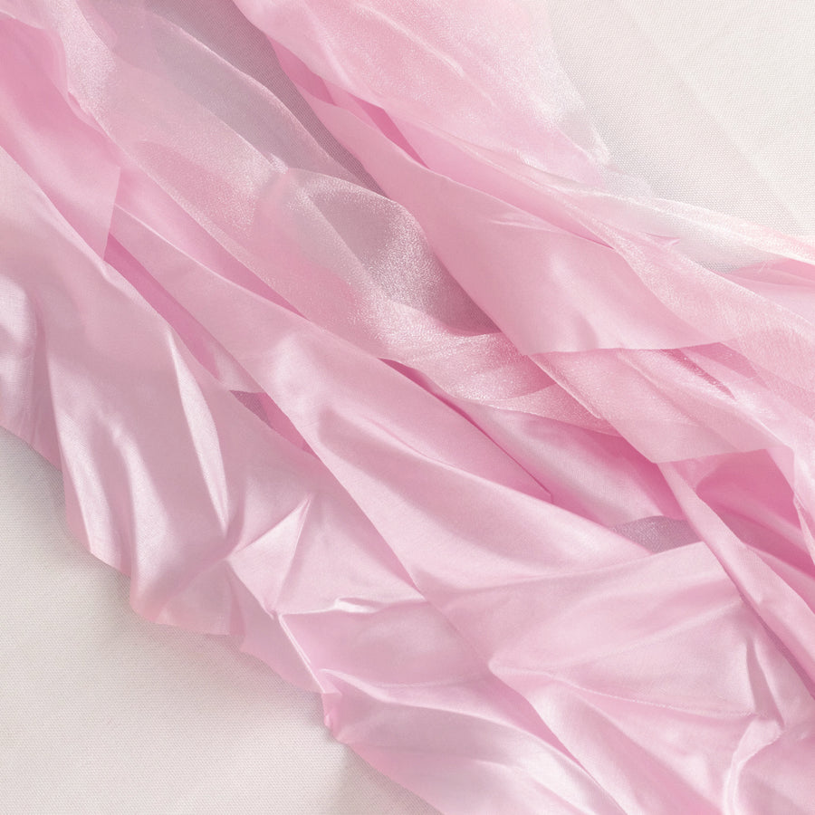 5 Pack Pink Curly Willow Chiffon Satin Chair Sashes#whtbkgd
