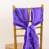5 Pack Purple Curly Willow Chiffon Satin Chair Sashes