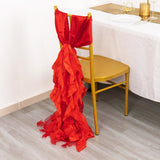 5 Pack Red Green Curly Willow Chiffon Satin Chair Sashes