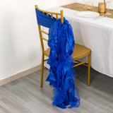 5 Pack Royal Blue Curly Willow Chiffon Satin Chair Sashes