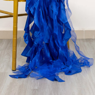 Create a Stunning Atmosphere with Royal Blue Curly Willow Chiffon Satin Chair Sashes