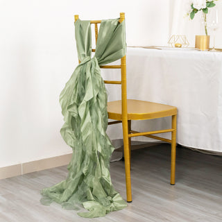 Add a Touch of Sophistication with Sage Green Chiffon Satin Chair Sashes