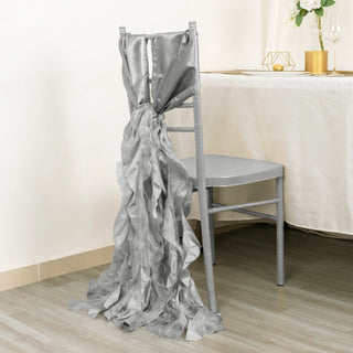 Create Unforgettable Moments with Silver Curly Willow Chiffon Satin Chair Sashes