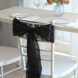 Elevate Your Event Decor with Black Metallic Fringe Shag Tinsel Chair Sashes