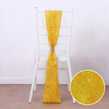 5 Pack Gold Metallic Fringe Shag Tinsel Chair Sashes, Shimmery Polyester Chair Sashes