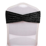 5 Pack Black Premium Crushed Velvet Ruffle Chair Sash Bands, Decorative Wedding Chair Sashes#whtbkgd