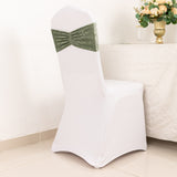 5 Pack Sage Green Premium Crushed Velvet Chair Sash Bands, Decorative Wedding Chair Sashes
