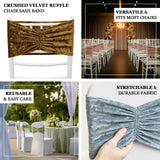 5 Pack Premium Crushed Velvet Chair Sashes Champagne Ruffle Style - Textured Chair Bands