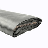 Silver satin fabric with a smooth, glossy finish. #whtbkgd