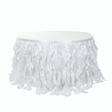 Taffeta 14ft Table Skirt White Cascading Curly Willow Style for Weddings & Banquets