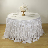 Taffeta 14ft Table Skirt White Cascading Curly Willow Style for Weddings & Banquets