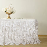 Taffeta 14ft Table Skirt White Cascading Curly Willow Style for Weddings & Banquets