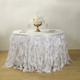 Taffeta 14ft Table Skirt White Cascading Curly Willow Style for Weddings & Banquets