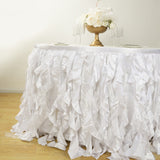 Taffeta 14ft Table Skirt White Cascading Curly Willow Style for Weddings & Banquets