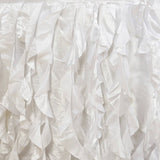 Taffeta 14ft Table Skirt White Cascading Curly Willow Style for Weddings & Banquets#whtbkgd