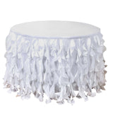 17FT White Curly Willow Taffeta Table Skirt